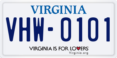 VA license plate VHW0101