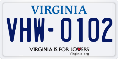 VA license plate VHW0102