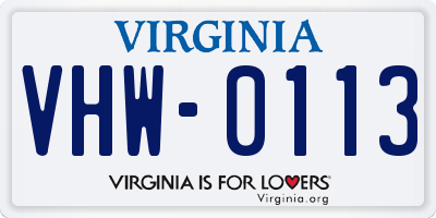 VA license plate VHW0113