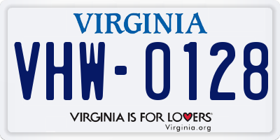 VA license plate VHW0128