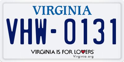 VA license plate VHW0131