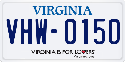 VA license plate VHW0150