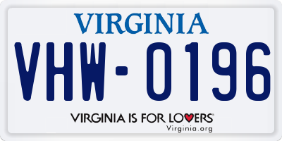 VA license plate VHW0196