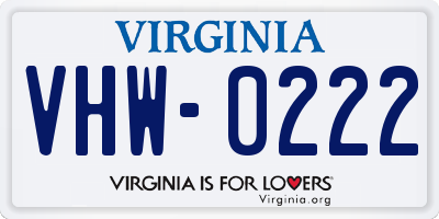 VA license plate VHW0222