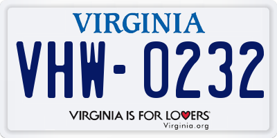 VA license plate VHW0232