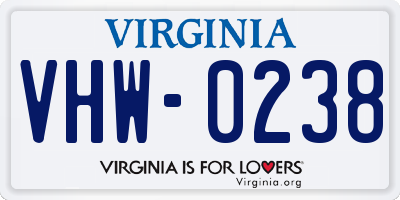 VA license plate VHW0238