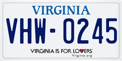 VA license plate VHW0245