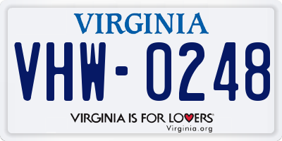 VA license plate VHW0248