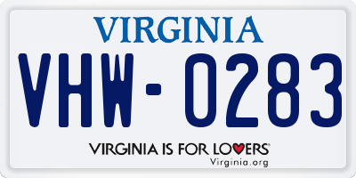 VA license plate VHW0283