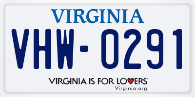 VA license plate VHW0291