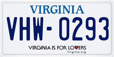 VA license plate VHW0293