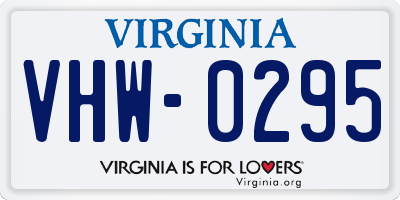VA license plate VHW0295