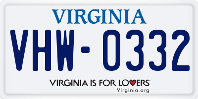 VA license plate VHW0332
