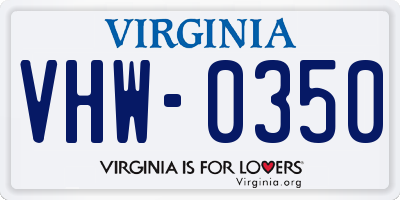 VA license plate VHW0350
