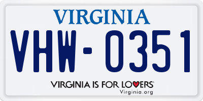 VA license plate VHW0351