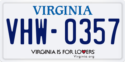 VA license plate VHW0357