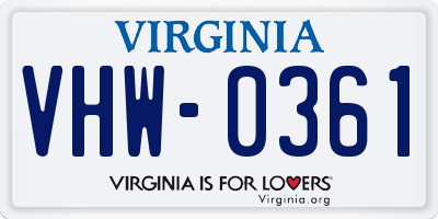 VA license plate VHW0361