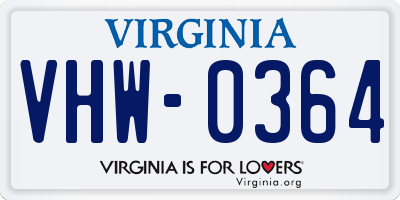 VA license plate VHW0364