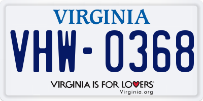 VA license plate VHW0368