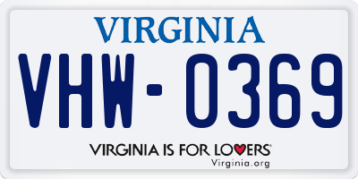 VA license plate VHW0369