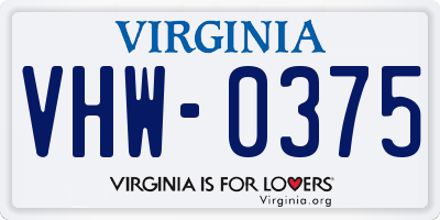 VA license plate VHW0375