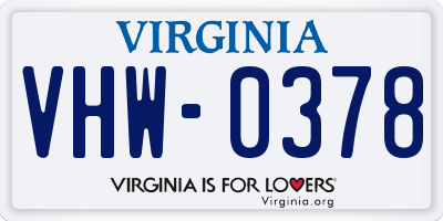 VA license plate VHW0378