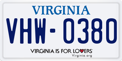 VA license plate VHW0380