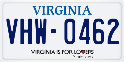 VA license plate VHW0462