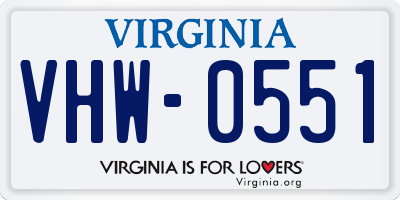 VA license plate VHW0551