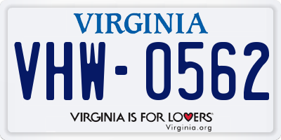 VA license plate VHW0562