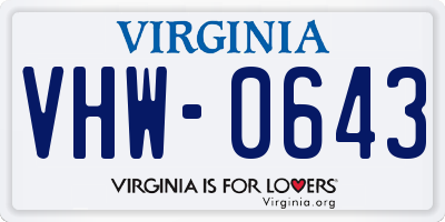 VA license plate VHW0643