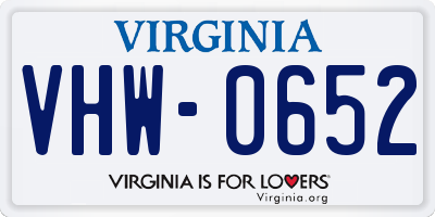 VA license plate VHW0652
