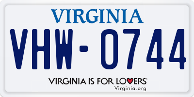 VA license plate VHW0744