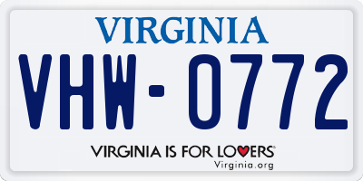 VA license plate VHW0772