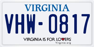 VA license plate VHW0817