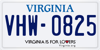 VA license plate VHW0825