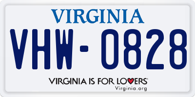 VA license plate VHW0828