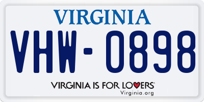 VA license plate VHW0898