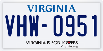 VA license plate VHW0951