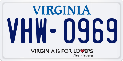 VA license plate VHW0969