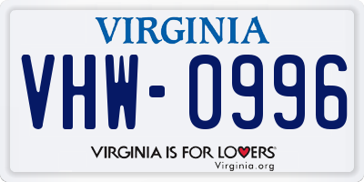 VA license plate VHW0996