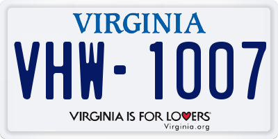 VA license plate VHW1007