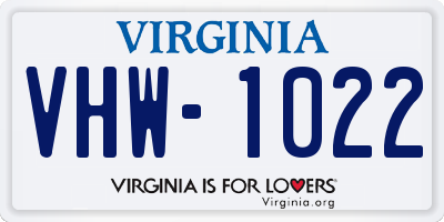 VA license plate VHW1022