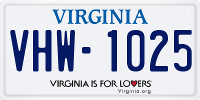 VA license plate VHW1025