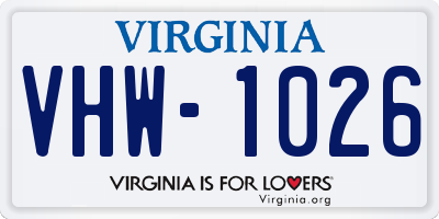 VA license plate VHW1026