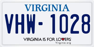 VA license plate VHW1028