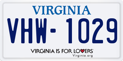 VA license plate VHW1029
