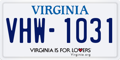VA license plate VHW1031