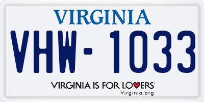 VA license plate VHW1033