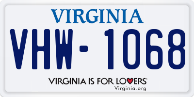 VA license plate VHW1068